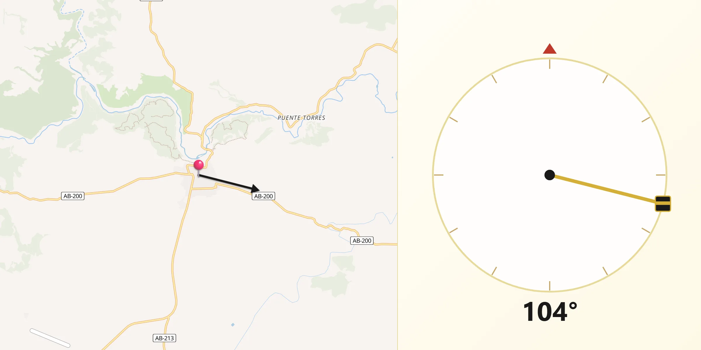 Dirección de la Qibla desde Valdeganga
