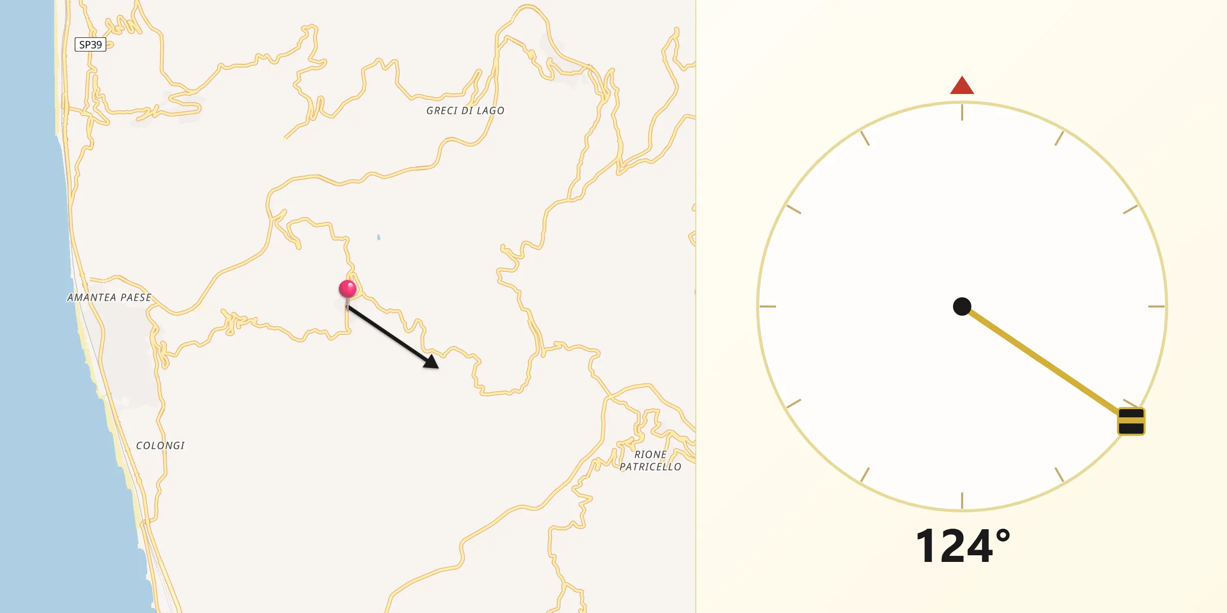 Direzione della Qibla da San Pietro in Amantea