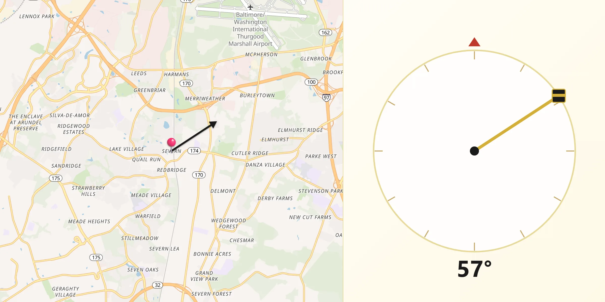 Qibla Direction from Severn