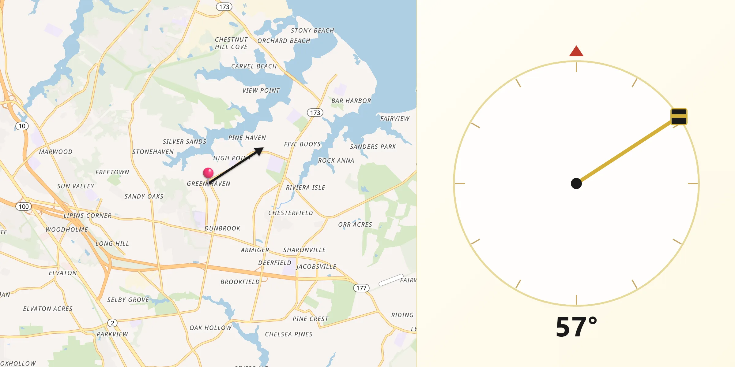 Qibla Direction from Green Haven