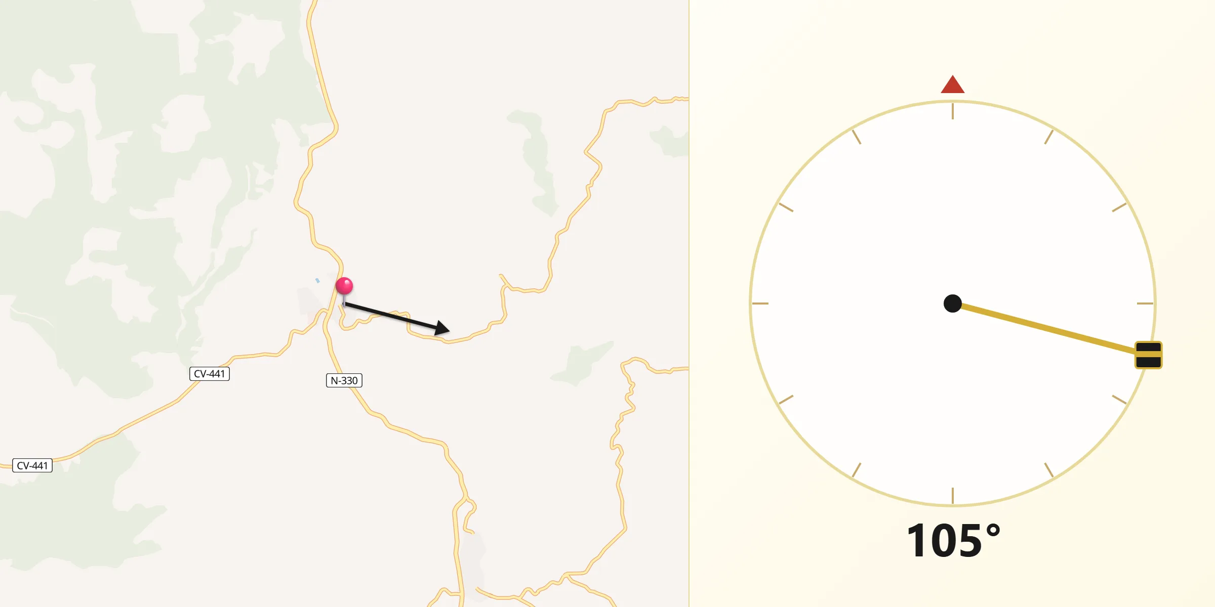 Dirección de la Qibla desde Jarafuel