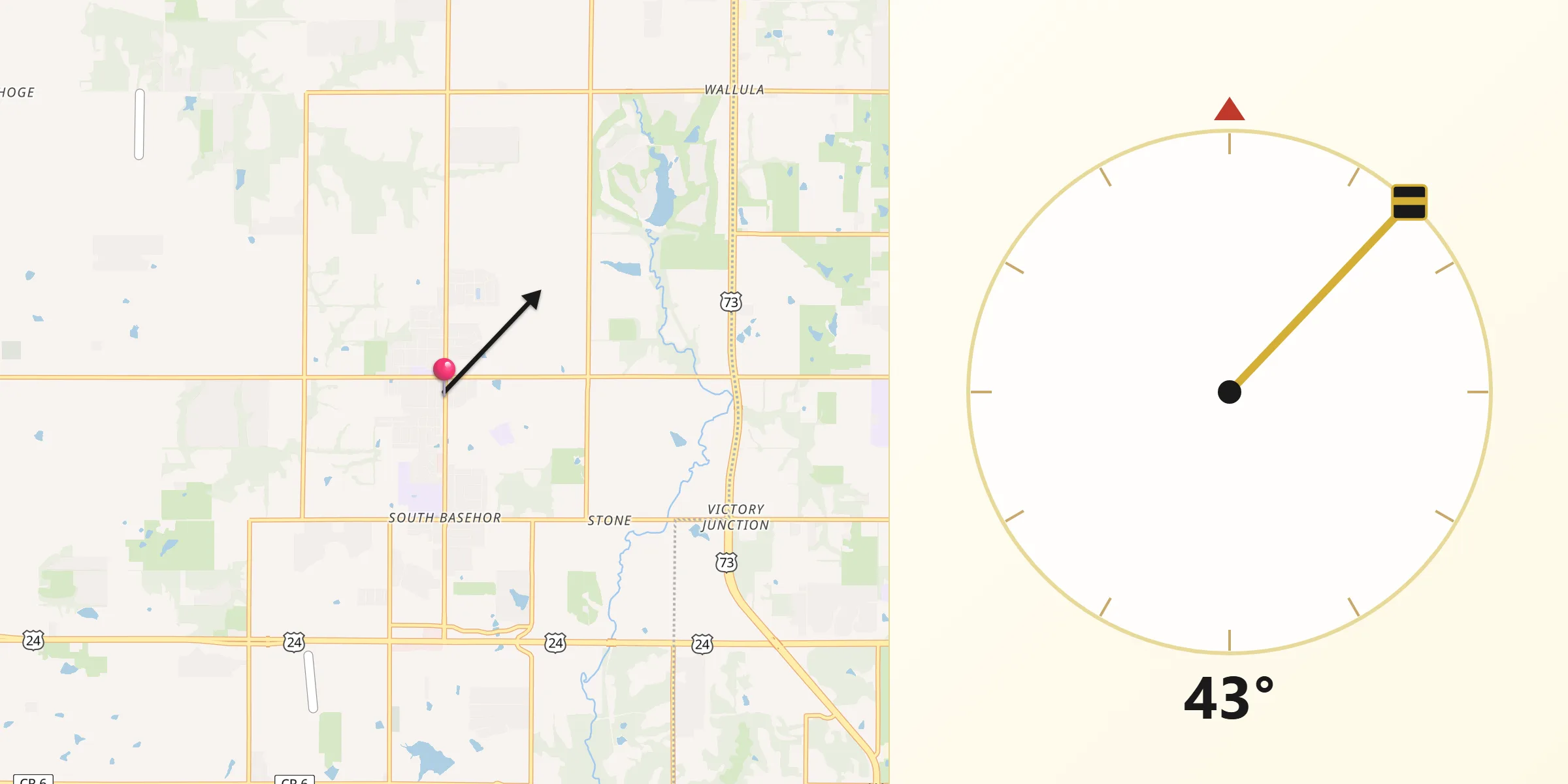 Qibla Direction from Basehor
