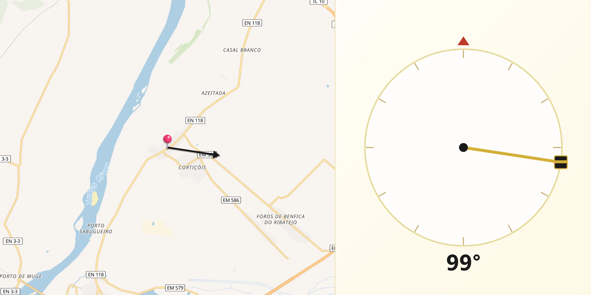 Direção da Qibla a partir de Bemfica