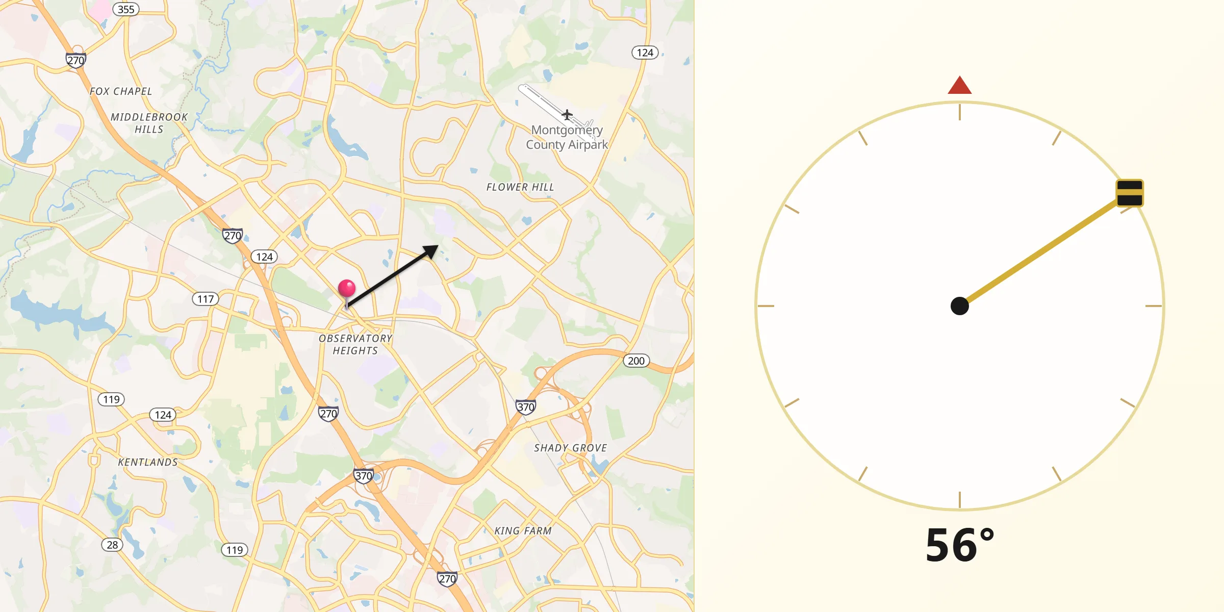 Qibla Direction from Gaithersburg