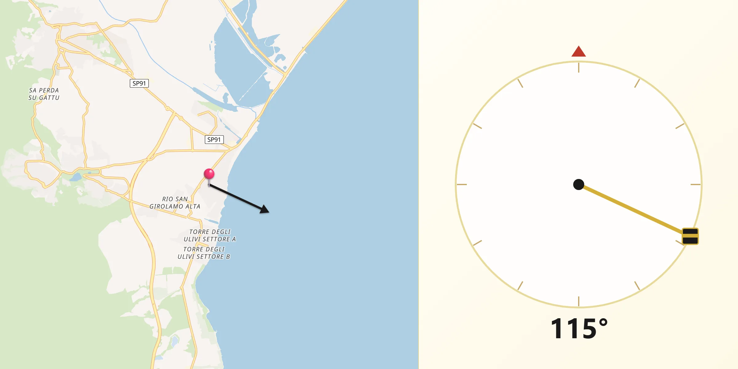 Direzione della Qibla da La Maddalena
