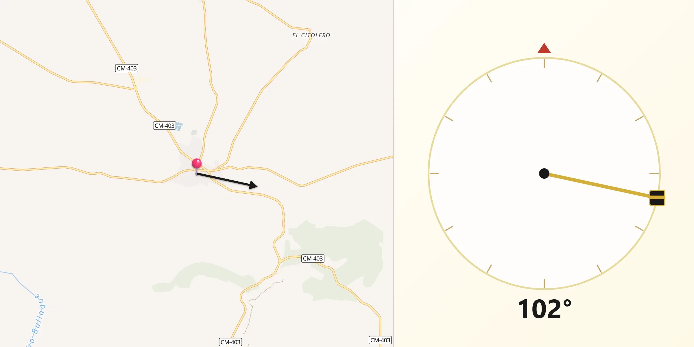 Dirección de la Qibla desde Porzuna