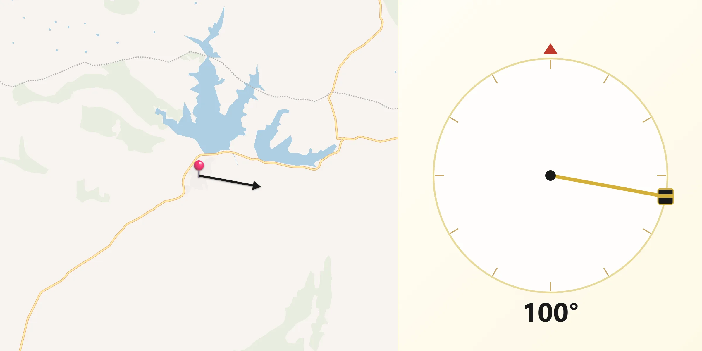 Dirección de la Qibla desde Cordobilla de Lácara