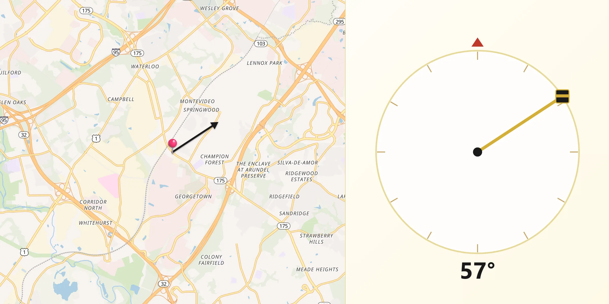 Qibla Direction from Jessup