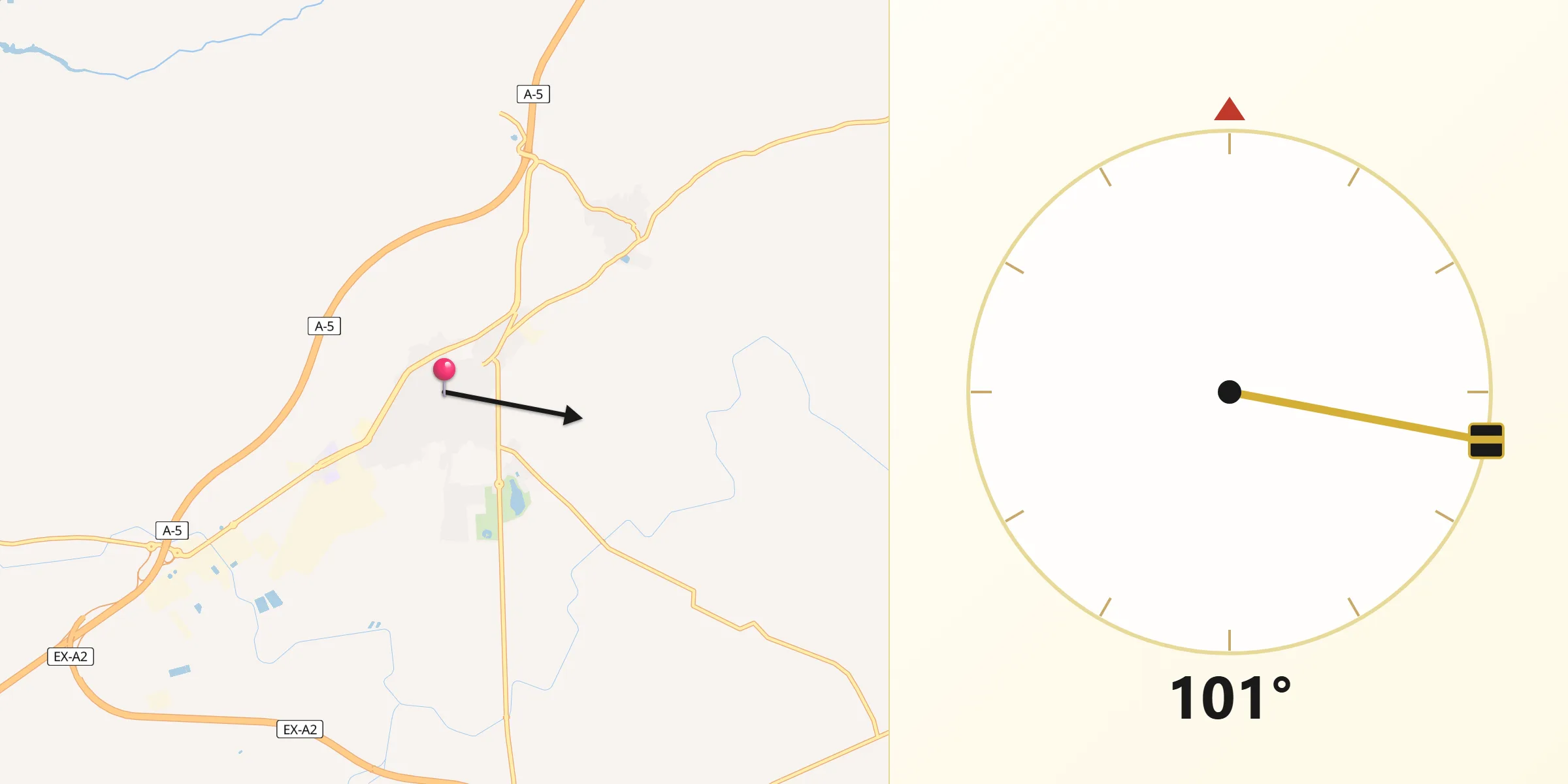 Dirección de la Qibla desde Miajadas
