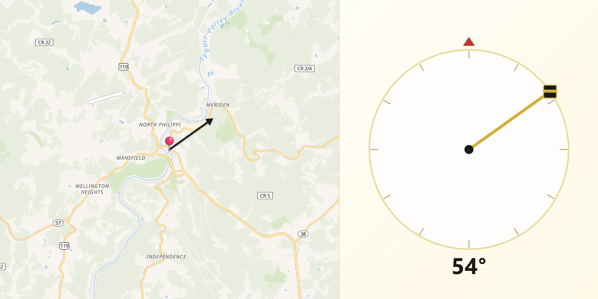 Qibla Direction from Philippi