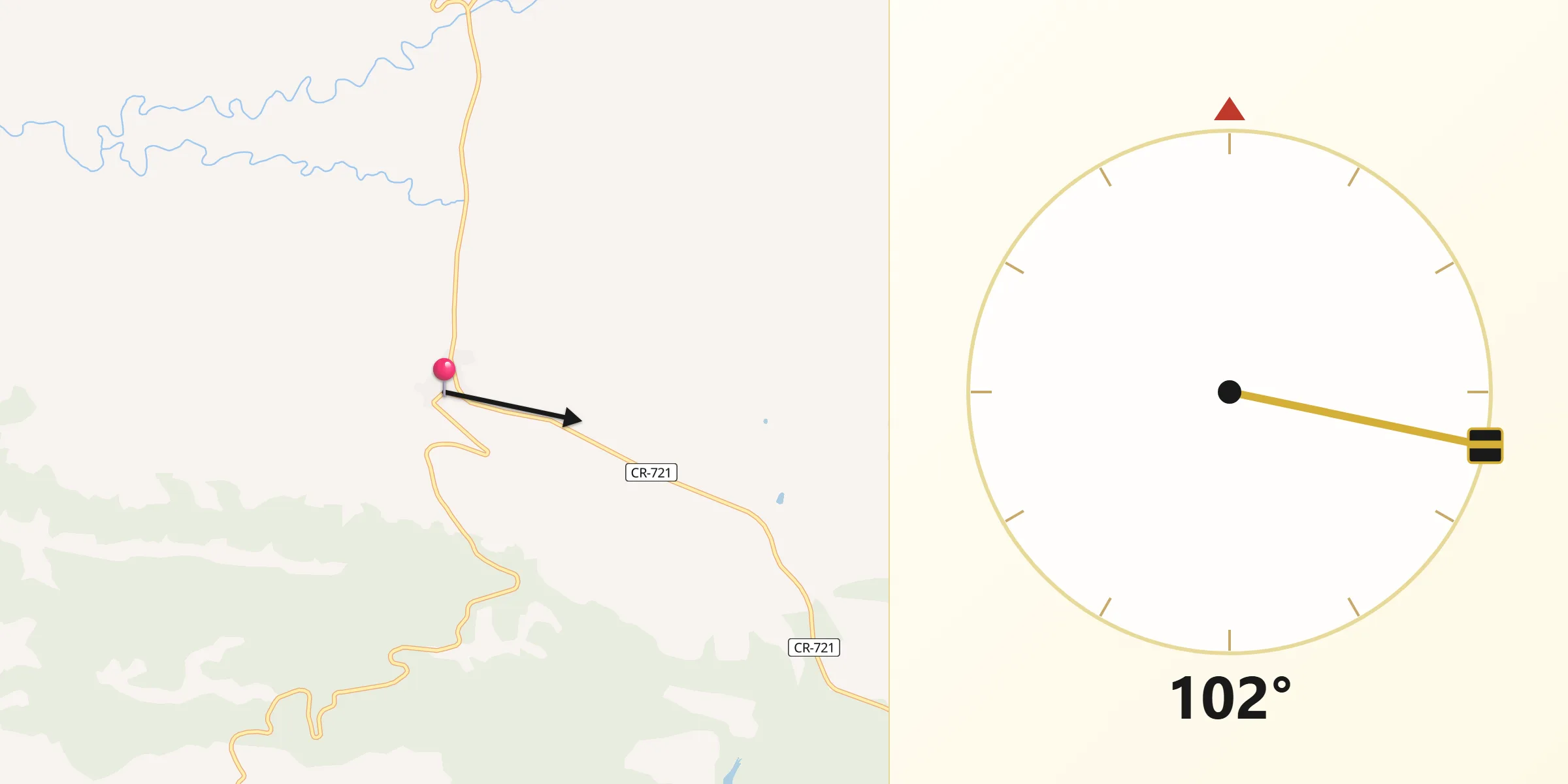 Dirección de la Qibla desde Arroba de los Montes