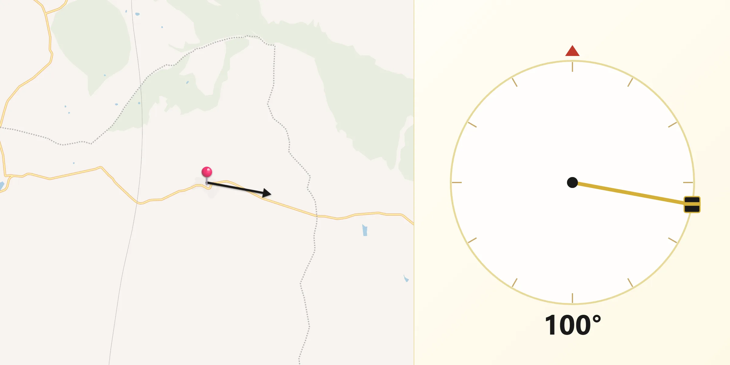 Dirección de la Qibla desde Carmonita