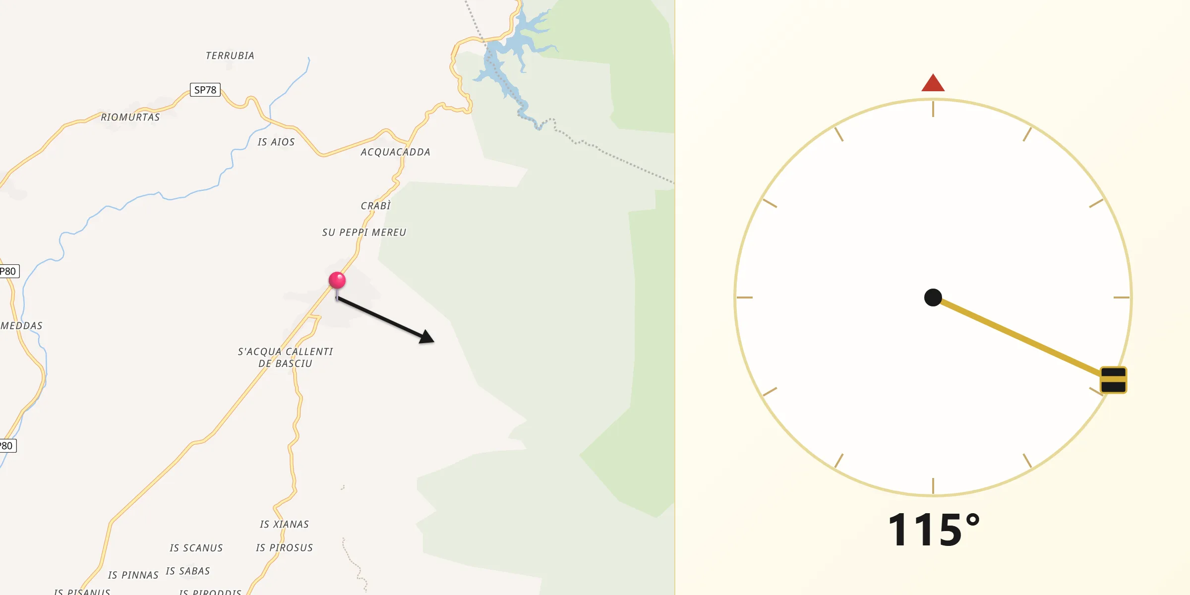 Direzione della Qibla da Nuxis