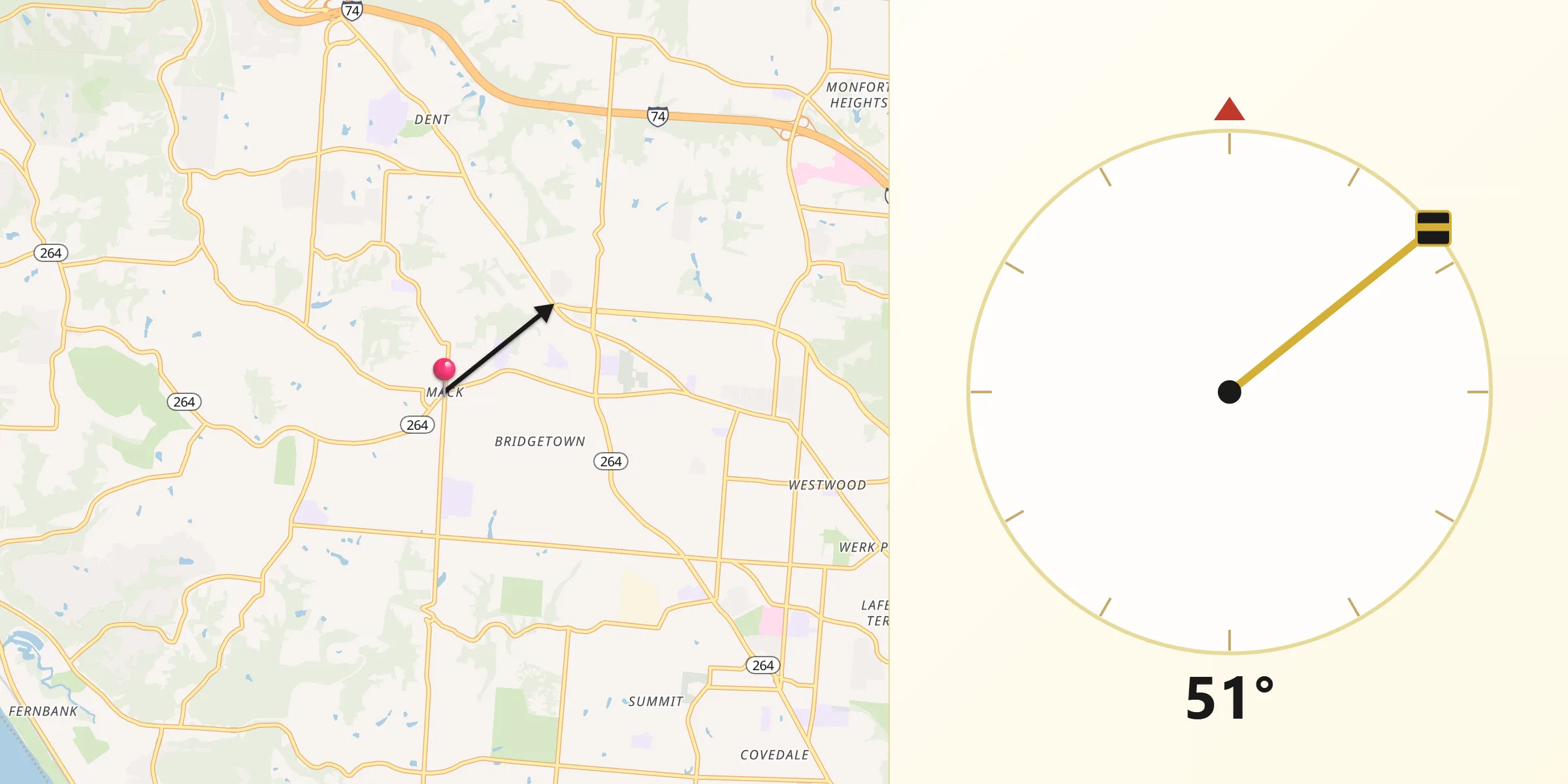 Qibla Direction from Mack