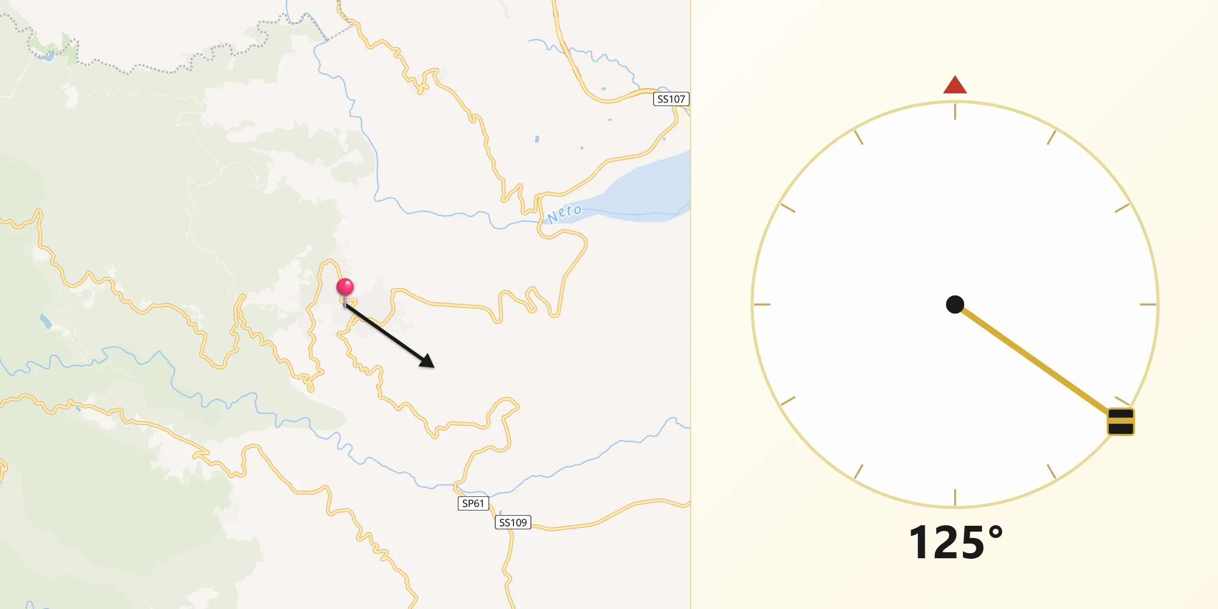 Direzione della Qibla da Cotronei