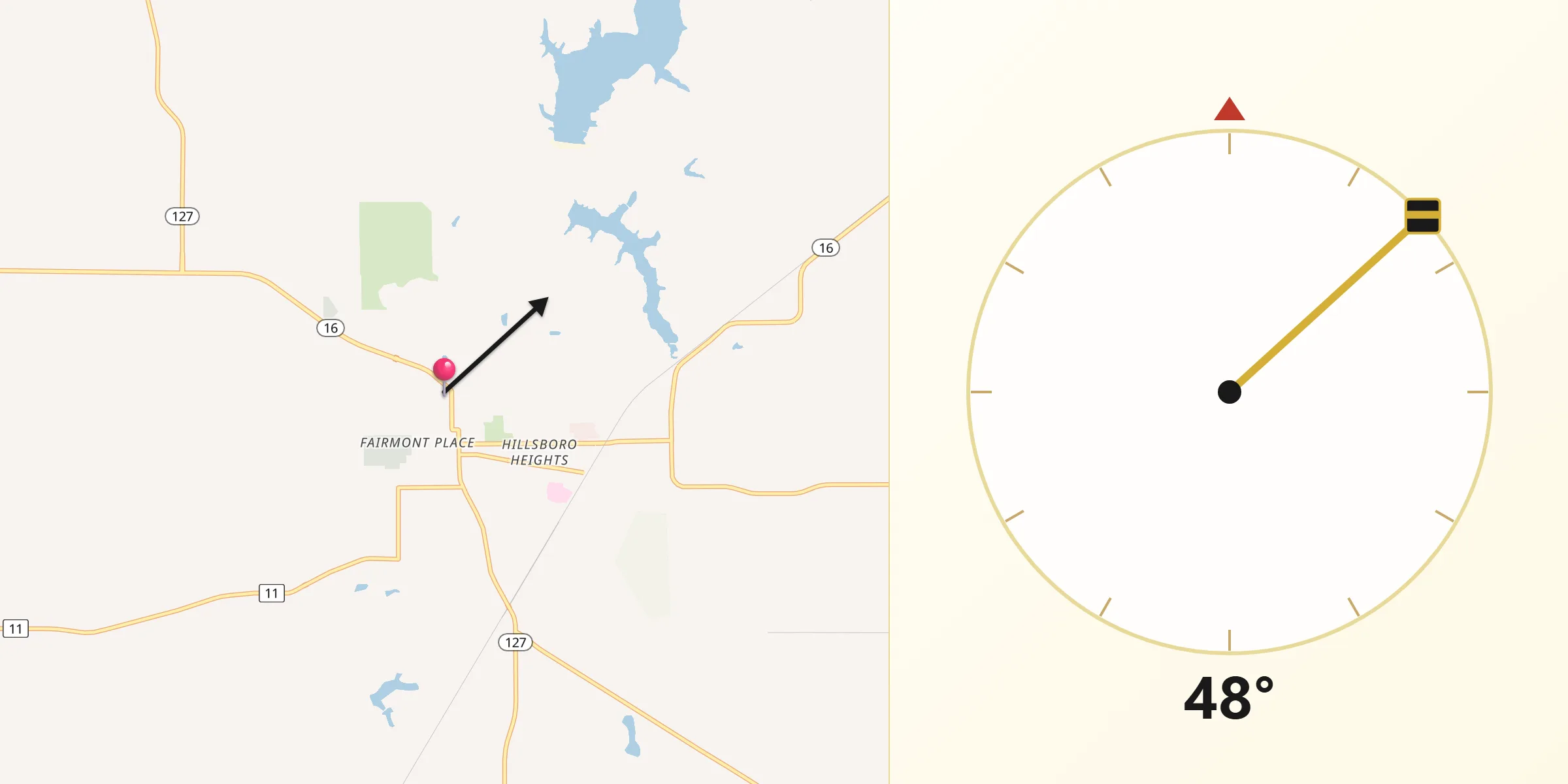 Qibla Direction from Hillsboro