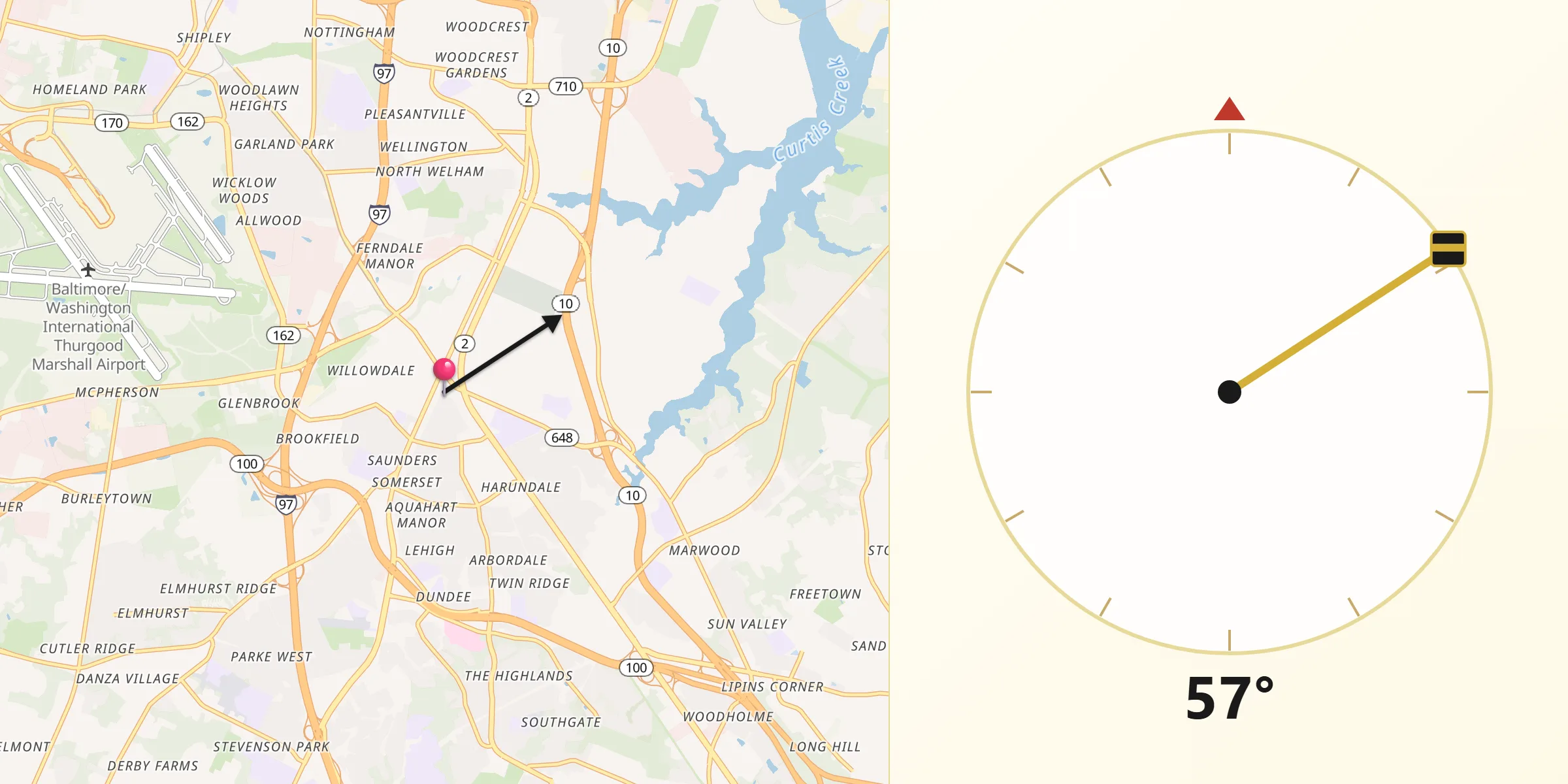 Qibla Direction from Glen Burnie