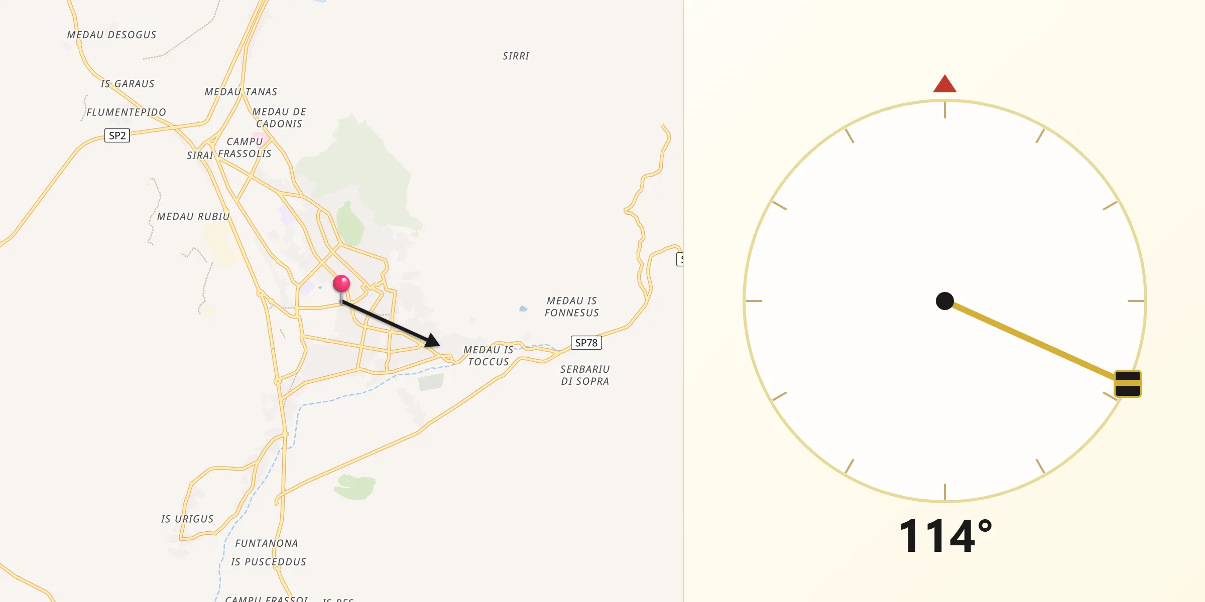 Direzione della Qibla da Carbonia