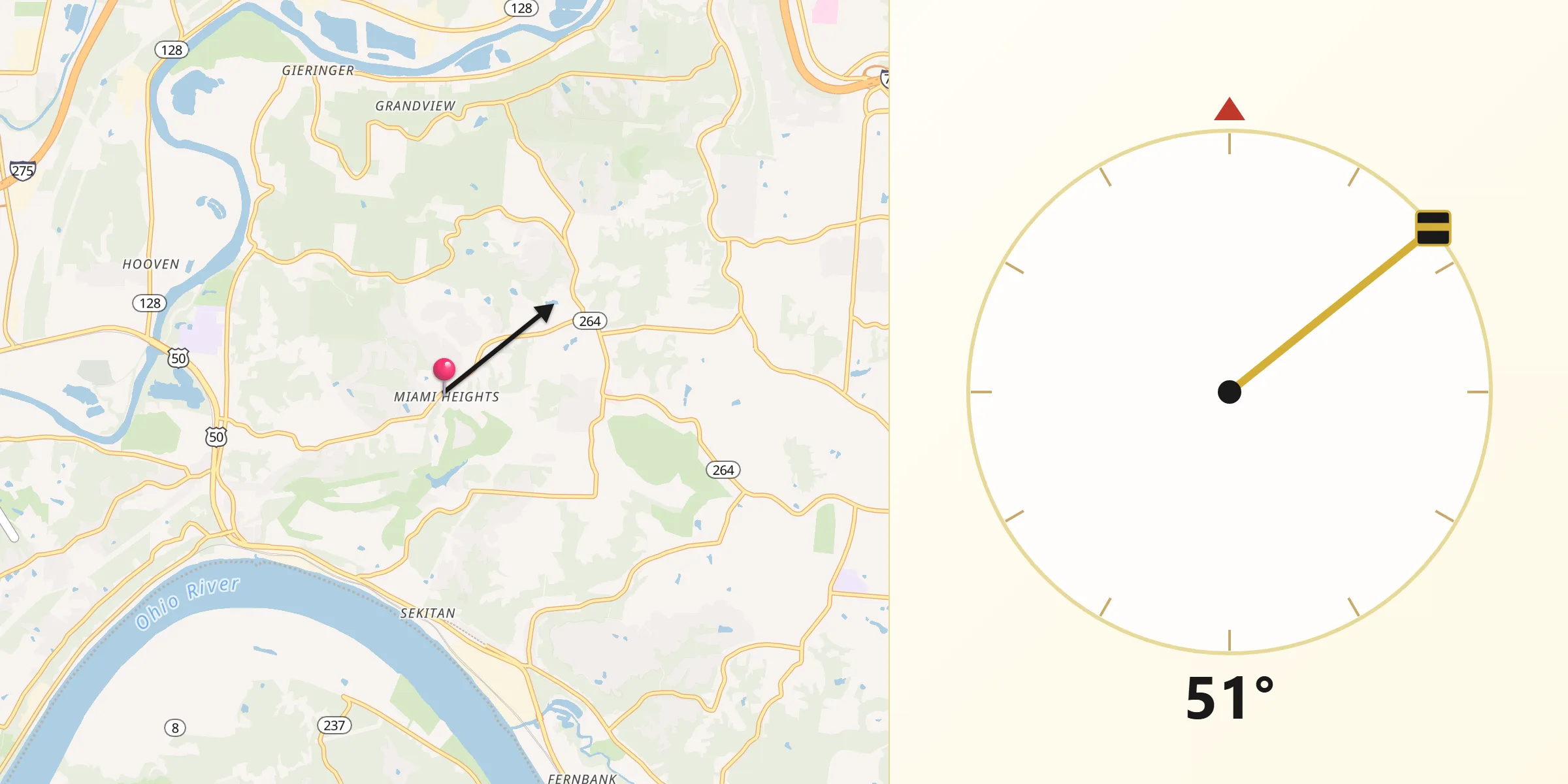 Qibla Direction from Miami Heights