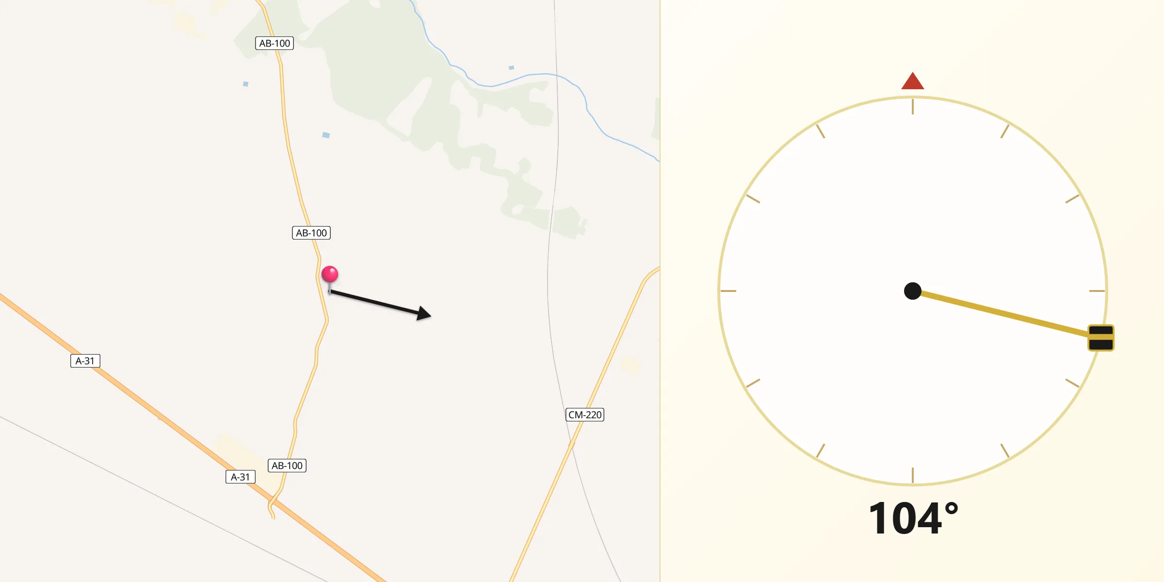 Dirección de la Qibla desde Montalvos