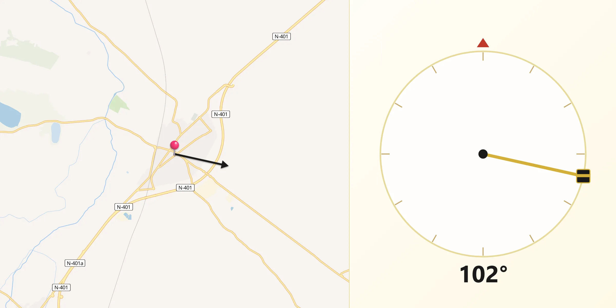 Dirección de la Qibla desde Malagón