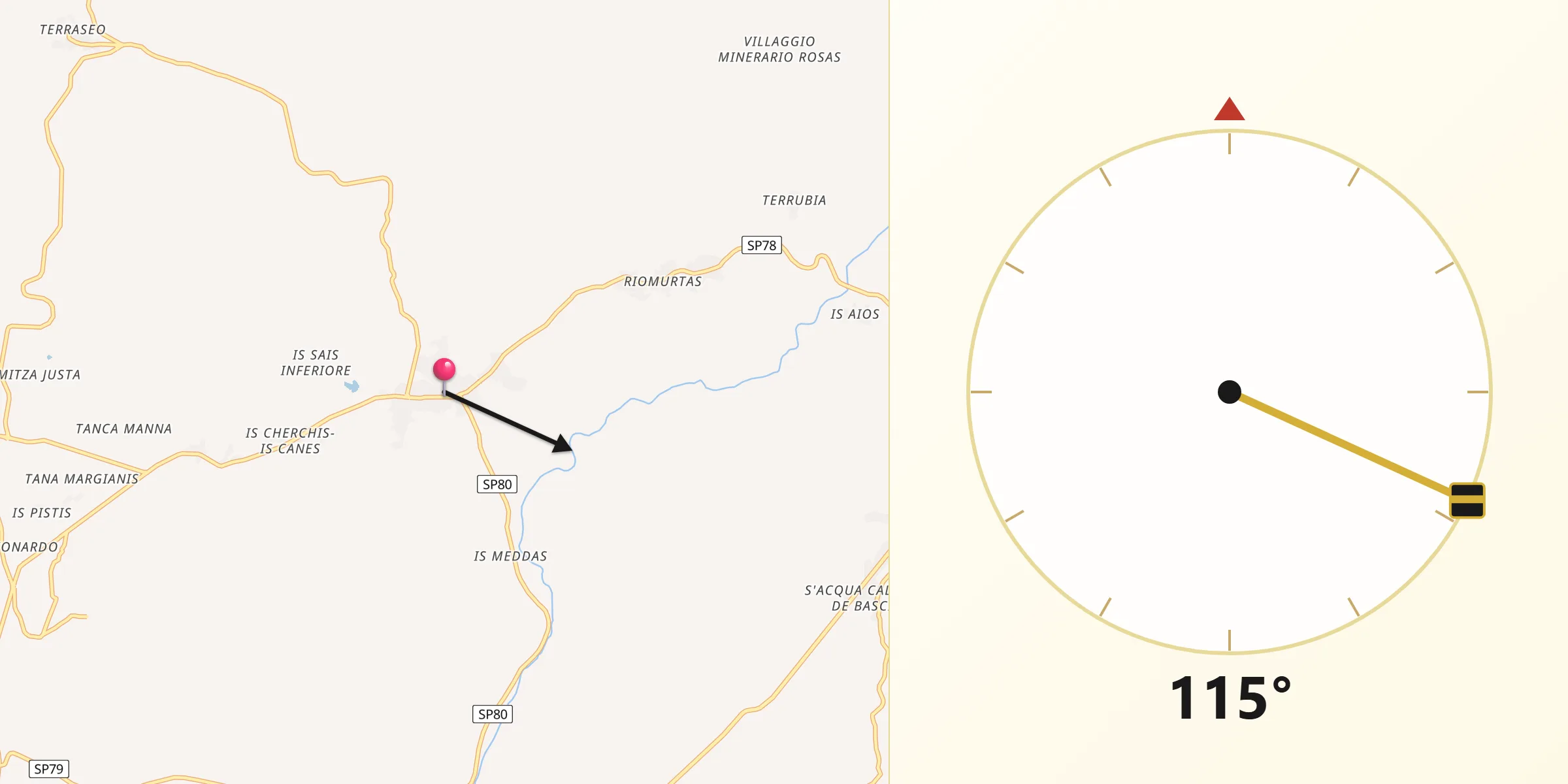 Direzione della Qibla da Narcao