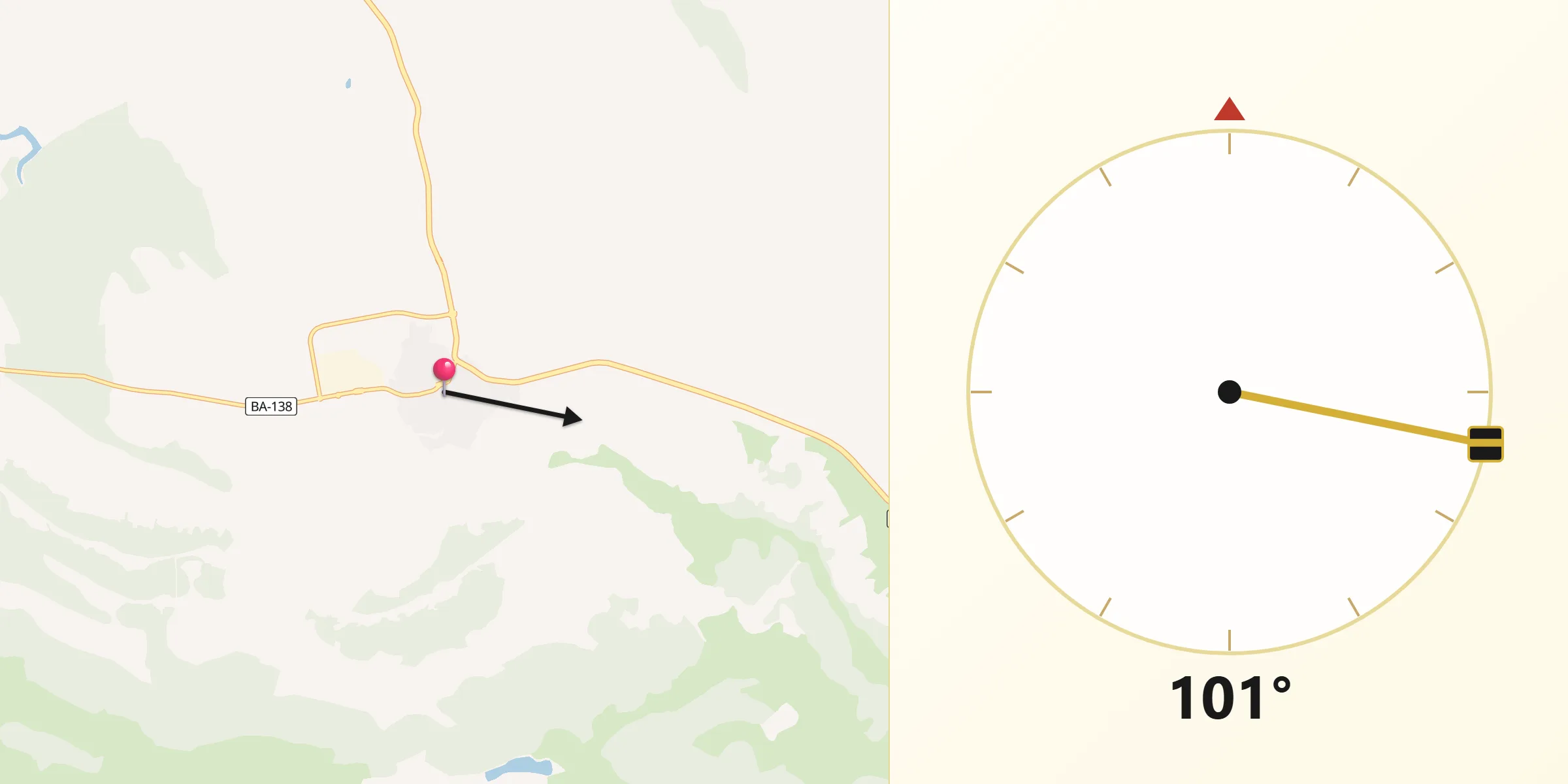 Dirección de la Qibla desde Herrera del Duque