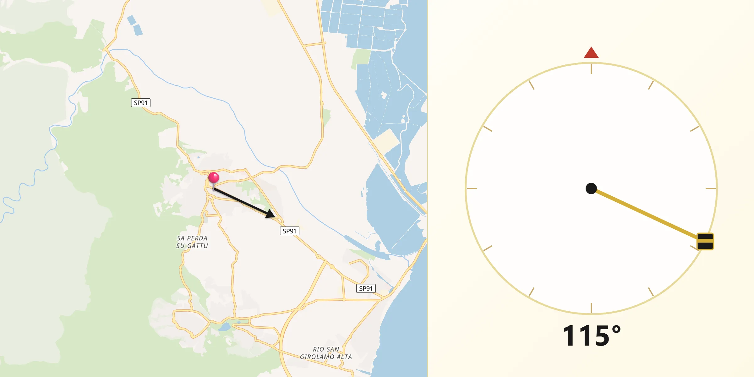 Direzione della Qibla da Capoterra