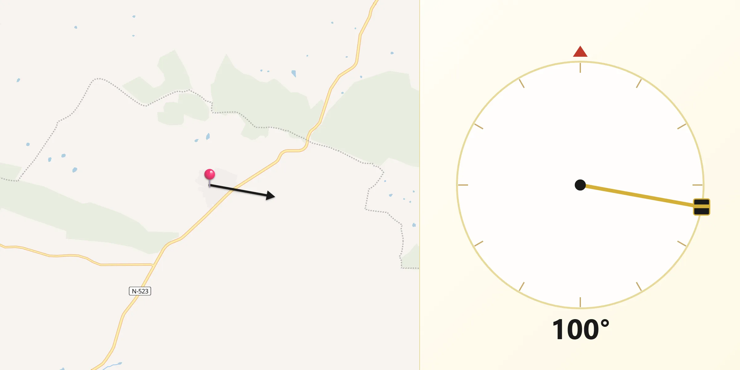 Dirección de la Qibla desde Puebla de Obando