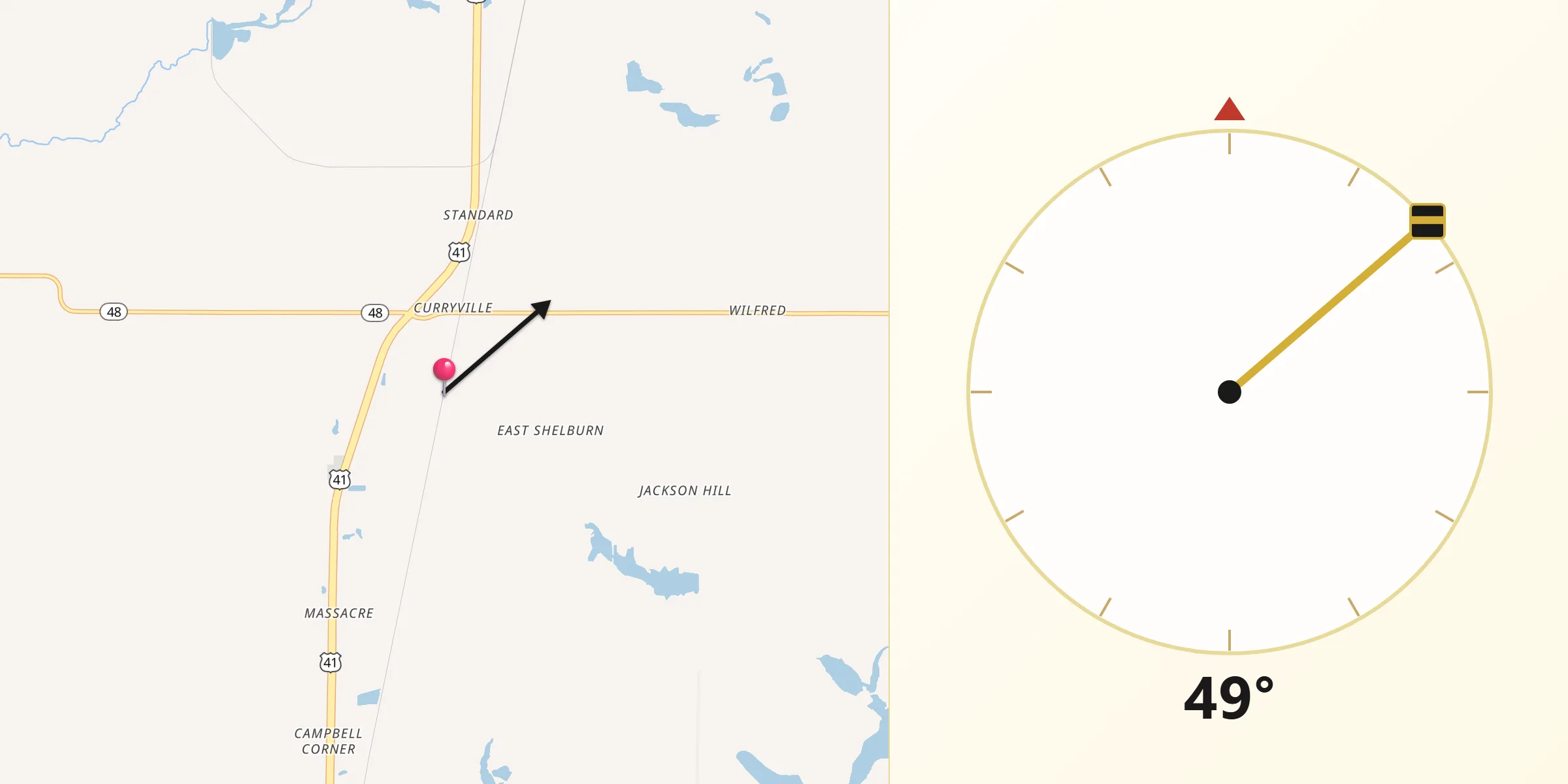 Qibla Direction from Shelburn