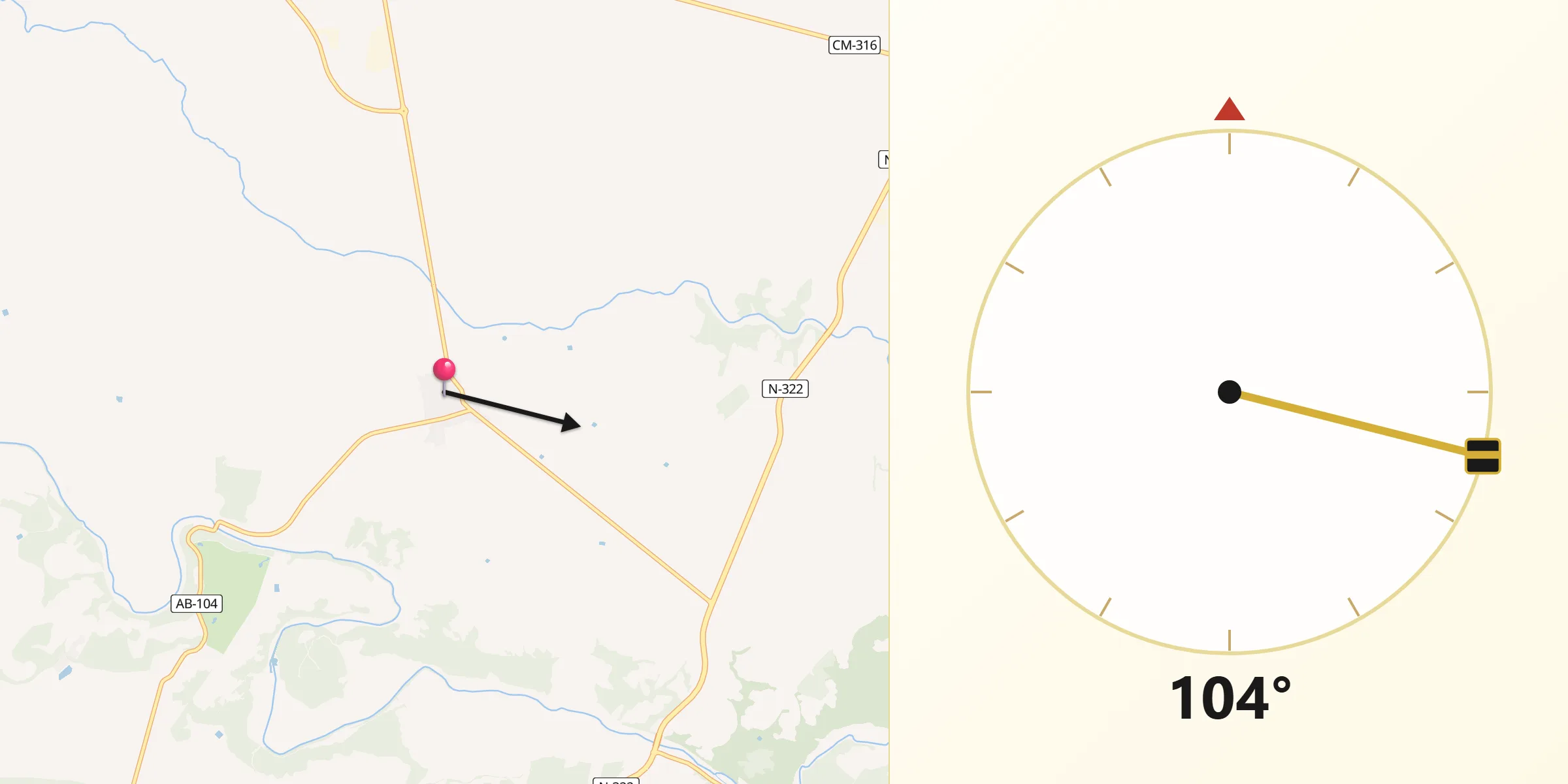 Dirección de la Qibla desde Motilleja