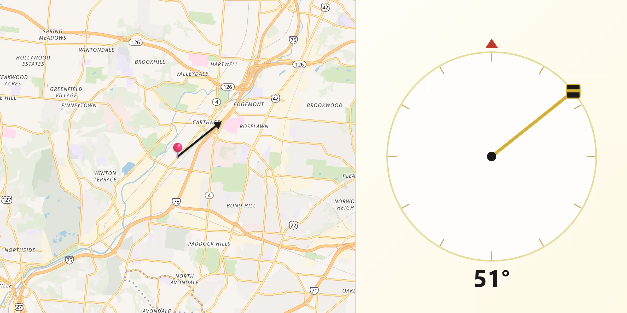 Qibla Direction from Elmwood Place