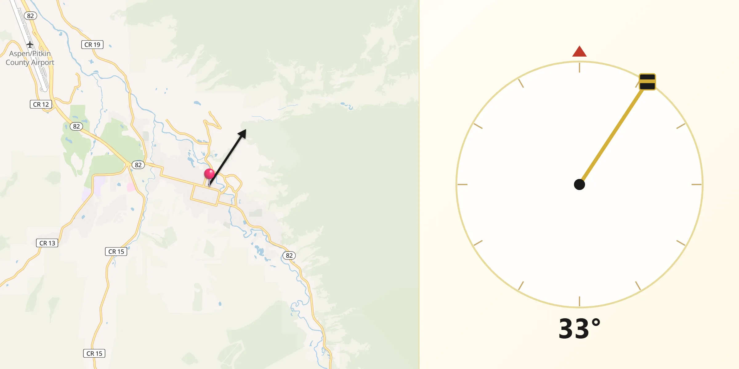 Qibla Direction from Aspen