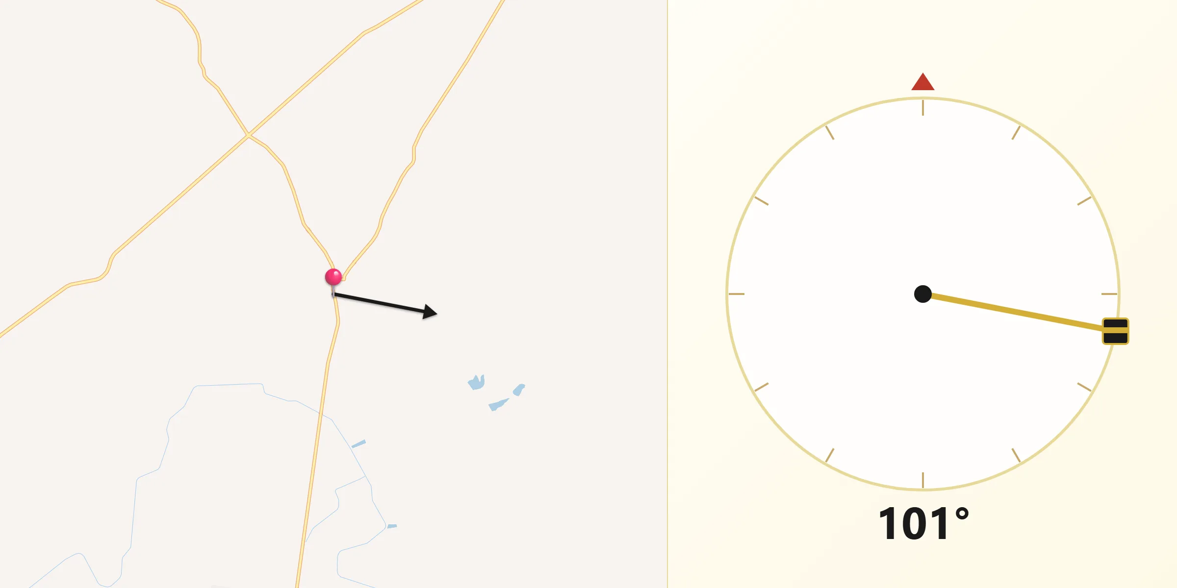 Dirección de la Qibla desde Campo Lugar