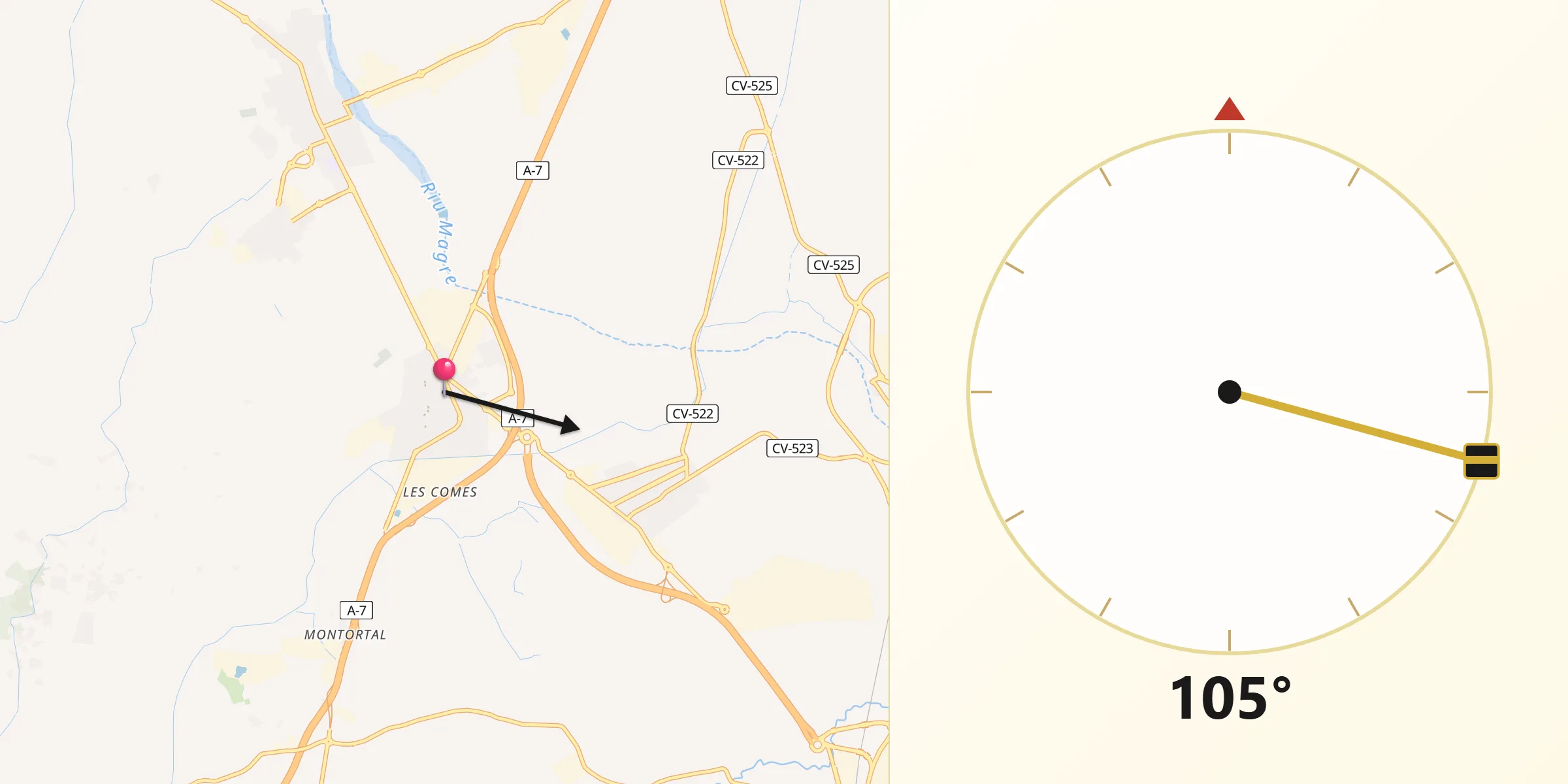 Dirección de la Qibla desde Alcúdia l