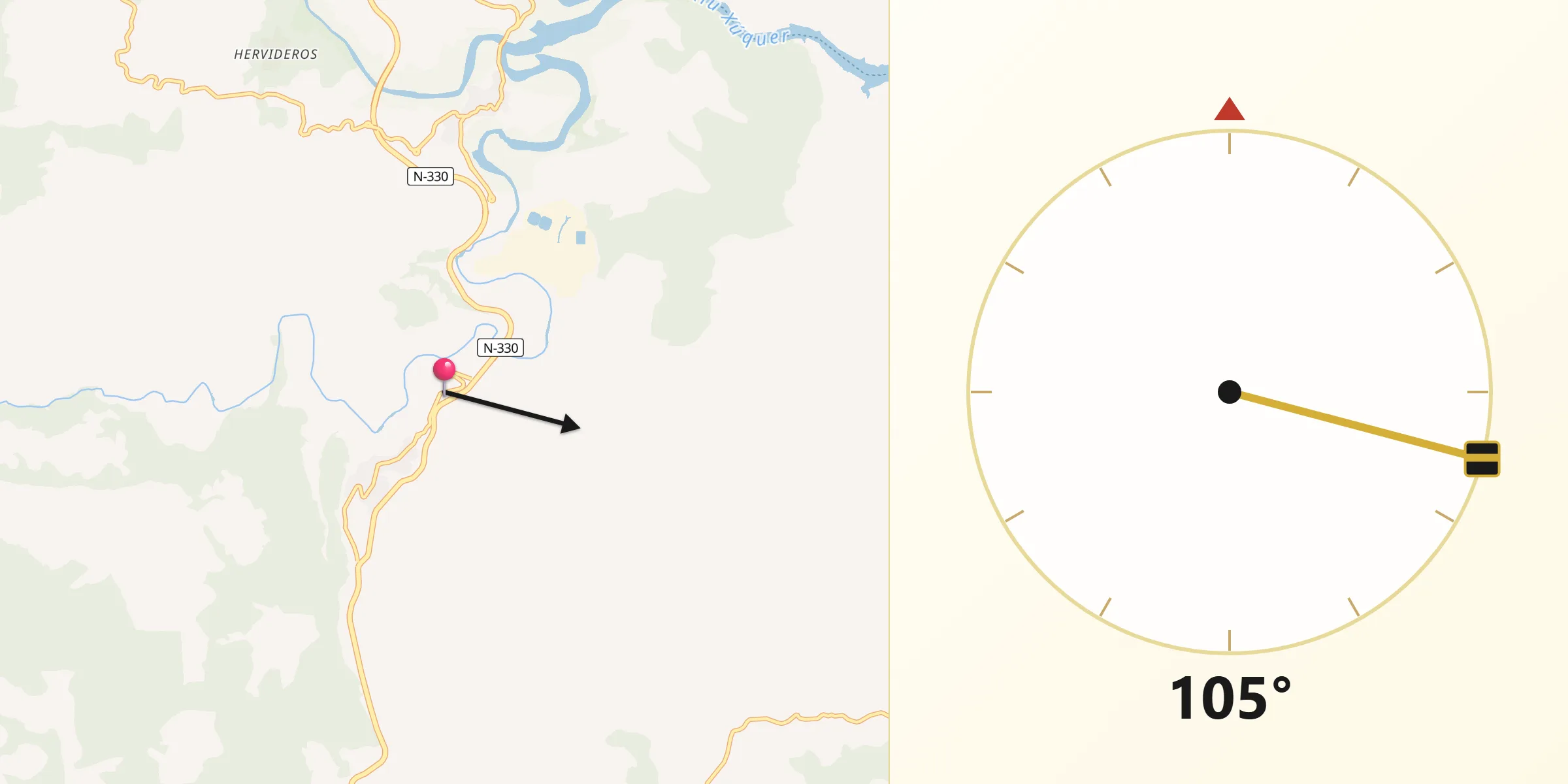 Dirección de la Qibla desde Jalance