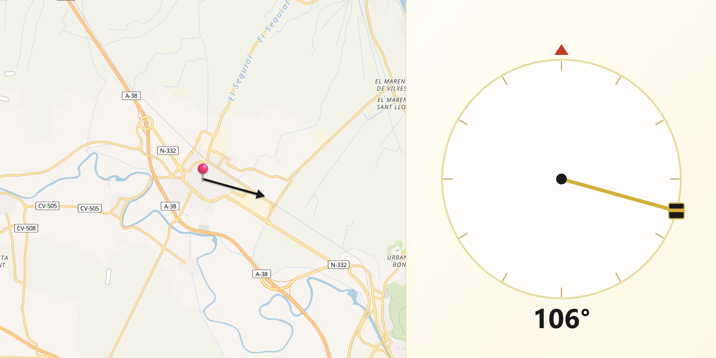 Dirección de la Qibla desde Sueca