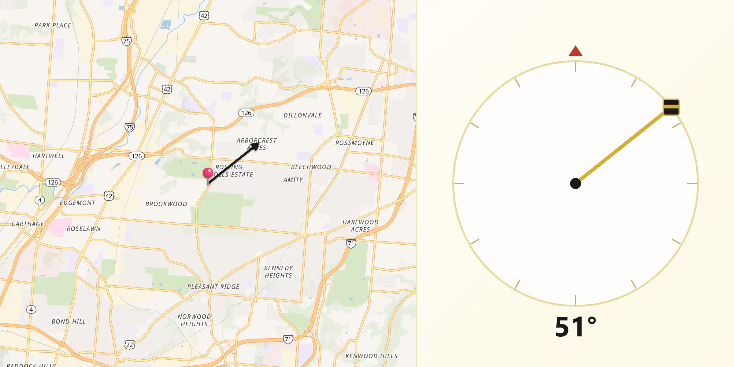 Qibla Direction from Amberley