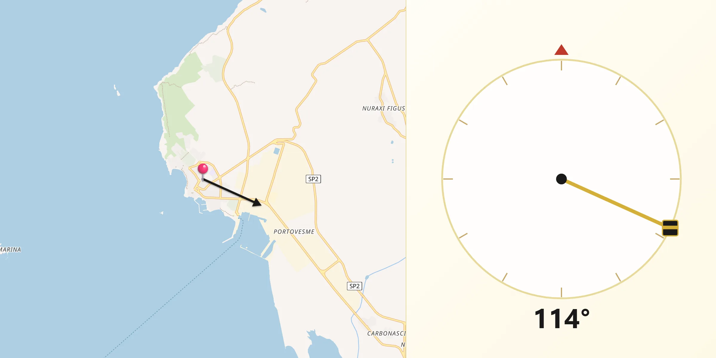 Direzione della Qibla da Portoscuso