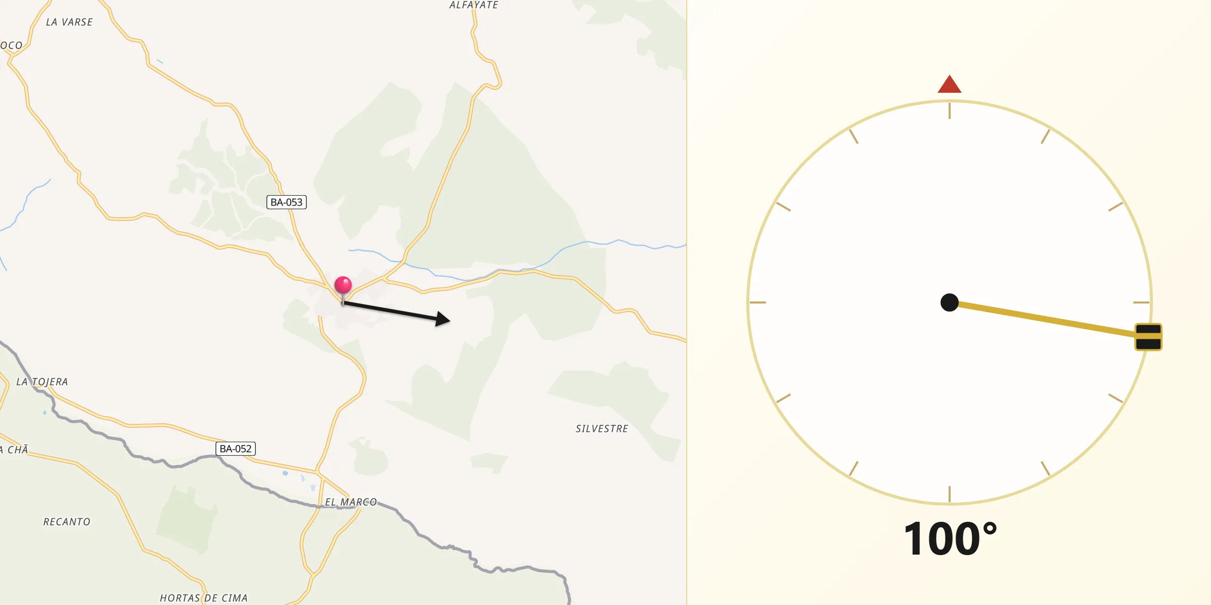 Dirección de la Qibla desde La Codosera