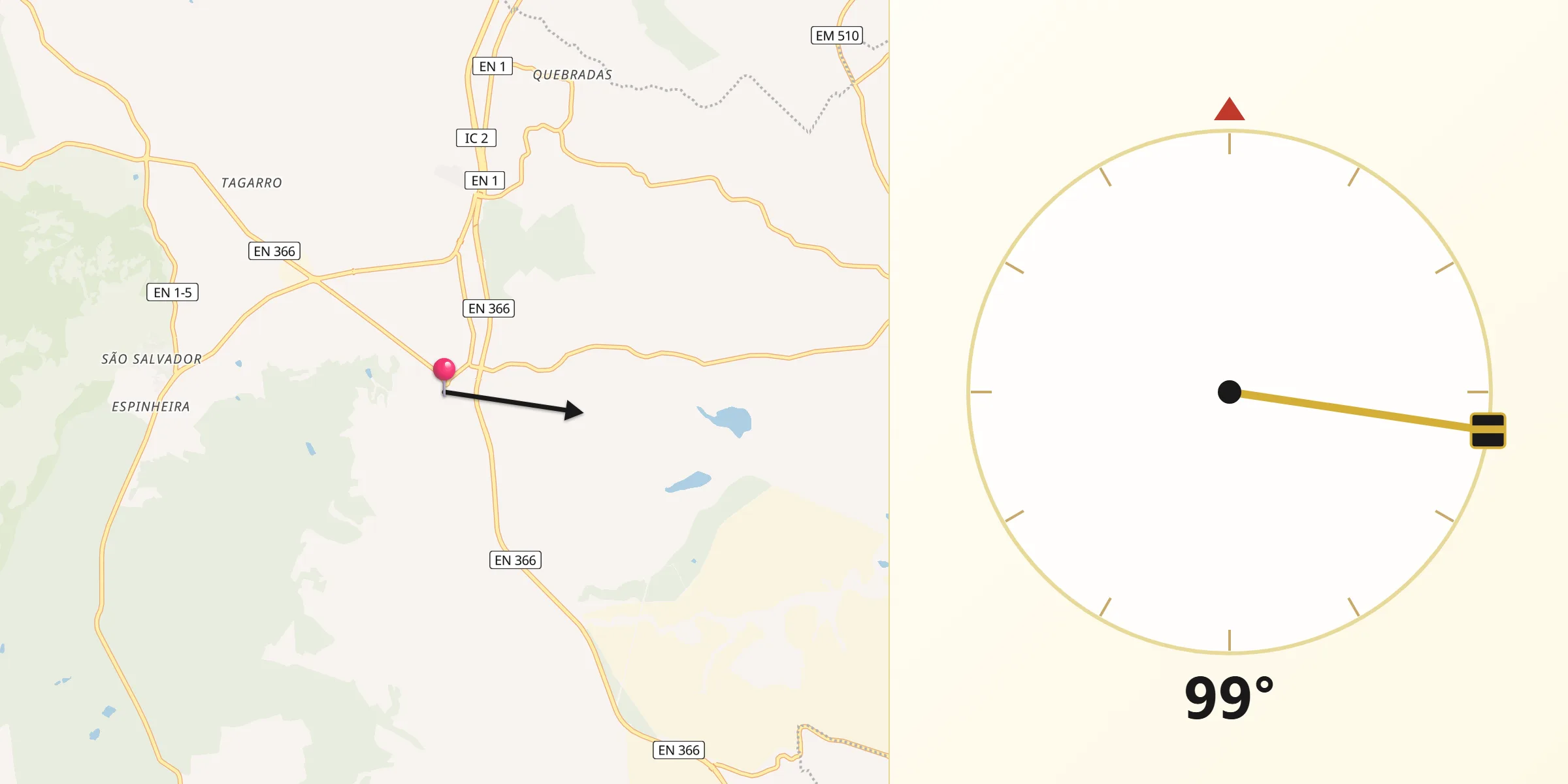 Direção da Qibla a partir de Alcoentre