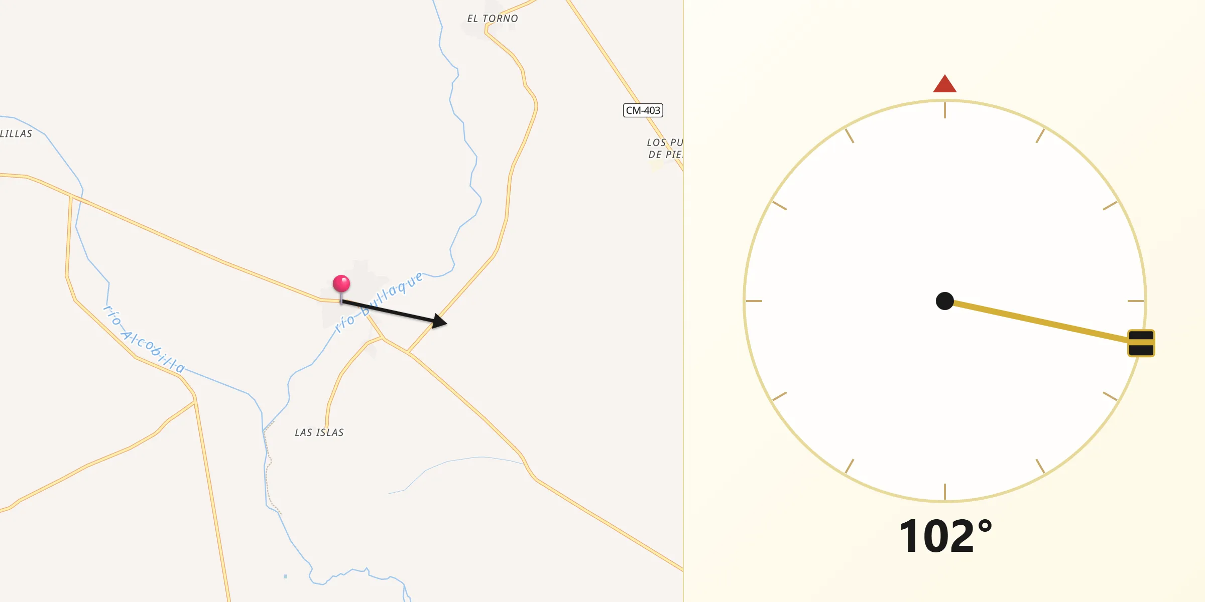 Dirección de la Qibla desde El Robledo