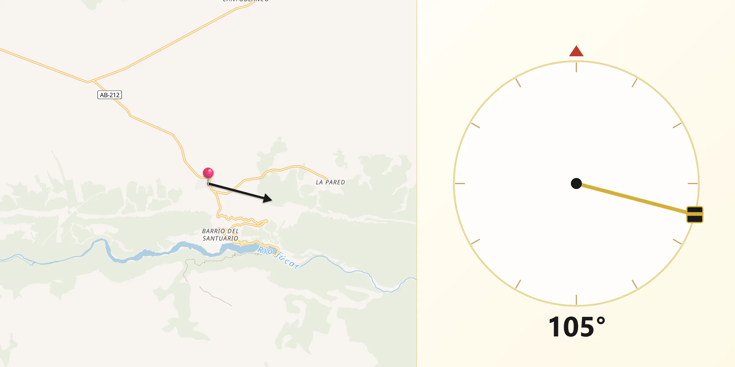 Dirección de la Qibla desde Villa de Ves