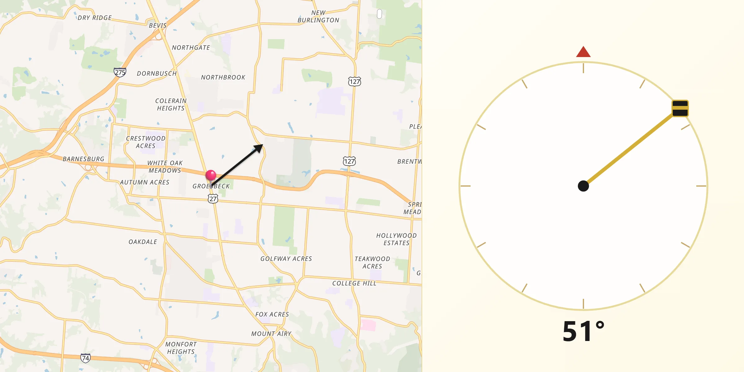 Qibla Direction from Groesbeck
