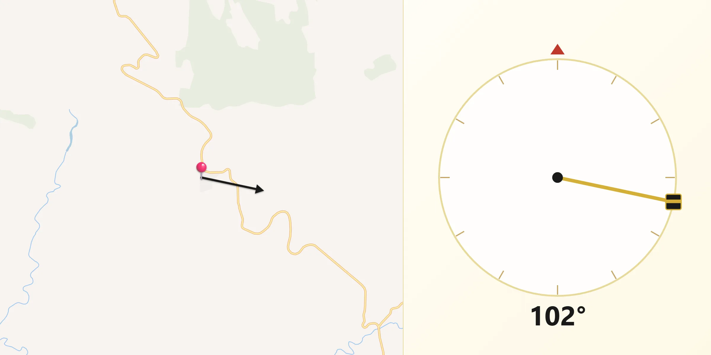 Dirección de la Qibla desde Navalpino