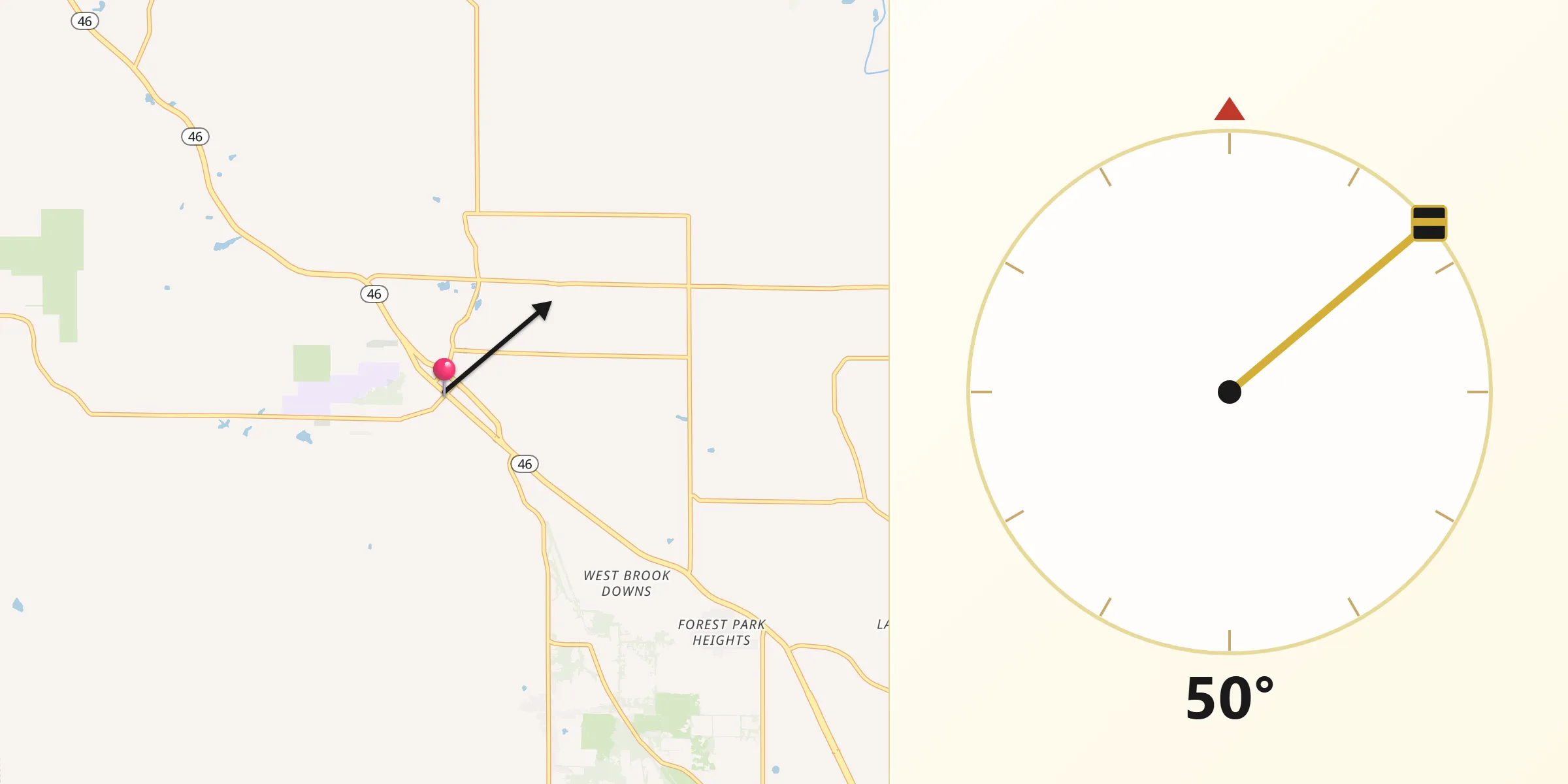 Qibla Direction from Ellettsville