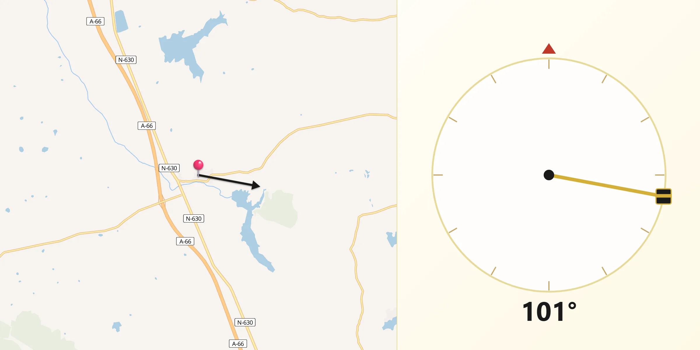 Dirección de la Qibla desde Casas de Don Antonio