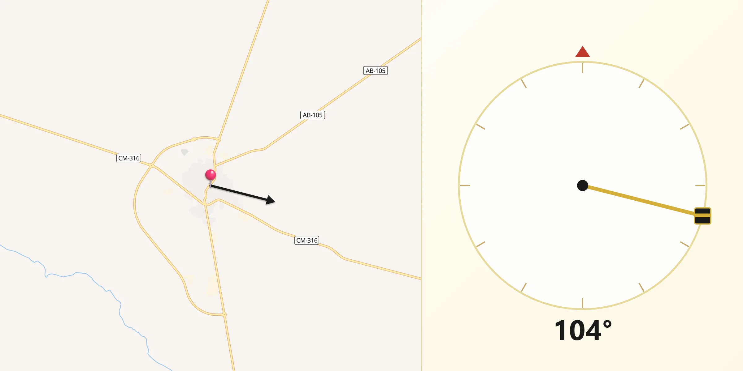 Dirección de la Qibla desde Madrigueras