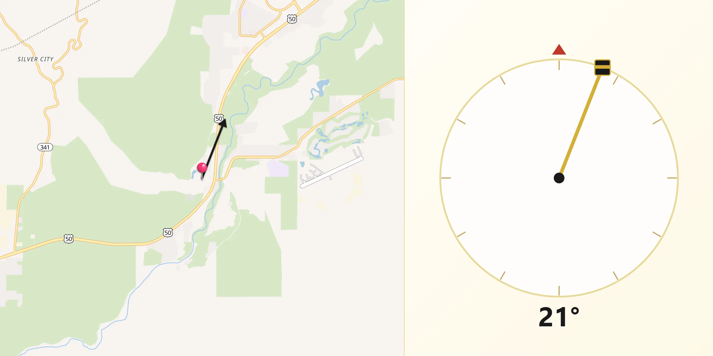 Dirección de la Qibla desde Dayton