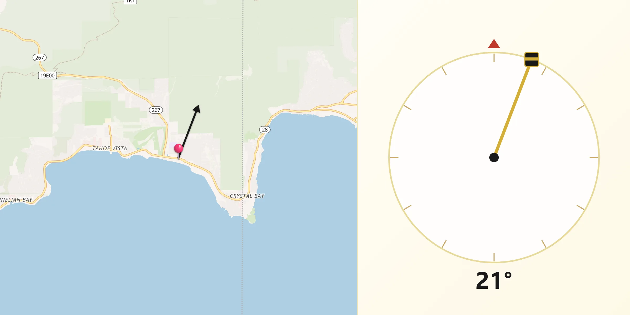 Qibla Direction from Kings Beach